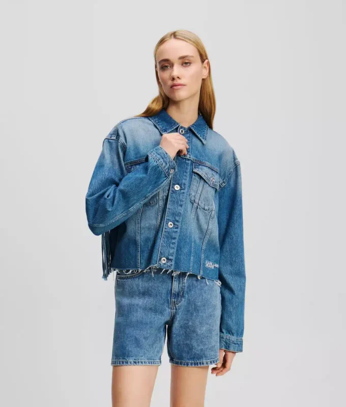 CHAQUETA VAQUERA RELAJADA CON FLECOS CHAQUETA VAQUERA RELAJADA CON FLECOS