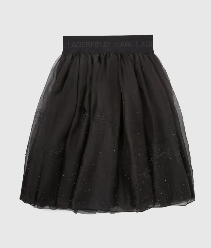 Falda de malla con pedrería para niña Falda de malla con pedrería para niña