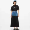 Falda larga con panel de denim Falda larga con panel de denim