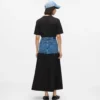 Falda larga con panel de denim Falda larga con panel de denim