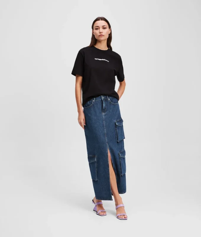 FALDA LARGA DE DENIM UTILITARIA FALDA LARGA DE DENIM UTILITARIA