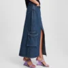 FALDA LARGA DE DENIM UTILITARIA FALDA LARGA DE DENIM UTILITARIA
