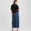 FALDA LARGA DE DENIM UTILITARIA FALDA LARGA DE DENIM UTILITARIA