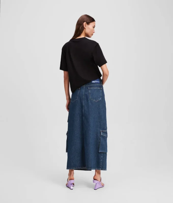 FALDA LARGA DE DENIM UTILITARIA FALDA LARGA DE DENIM UTILITARIA