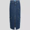 FALDA LARGA DE DENIM UTILITARIA FALDA LARGA DE DENIM UTILITARIA