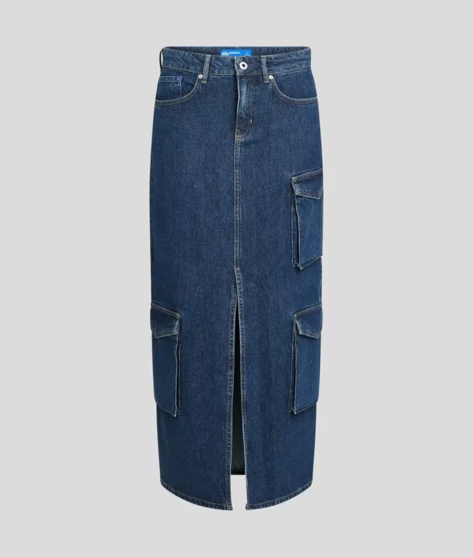 FALDA LARGA DE DENIM UTILITARIA FALDA LARGA DE DENIM UTILITARIA