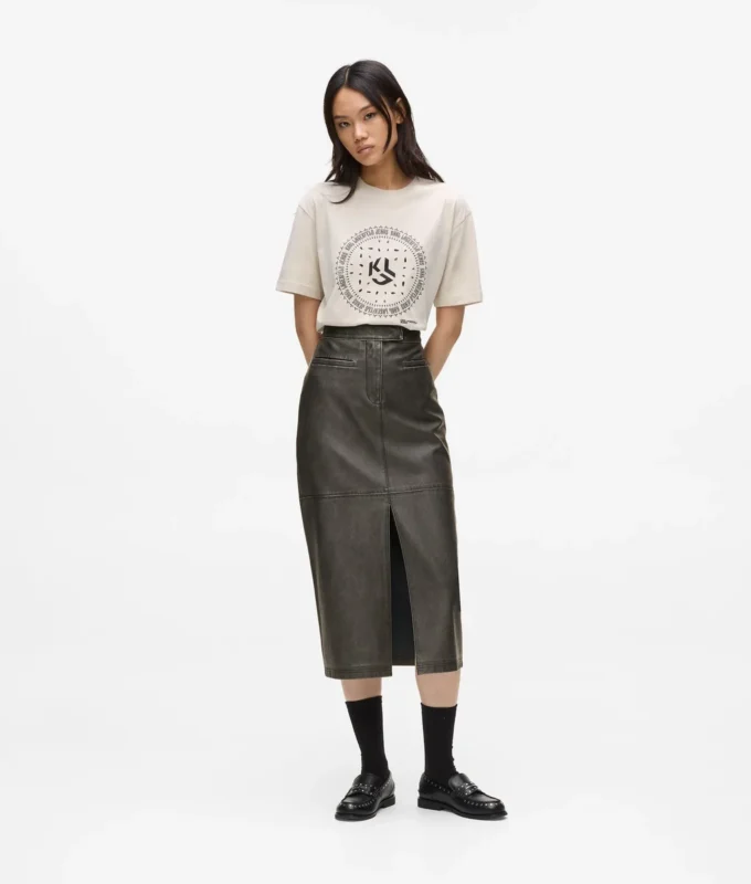 Falda midi de piel sintética Falda midi de piel sintética