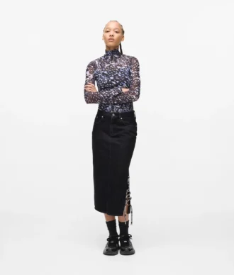 Falda midi vaquera con cordones
