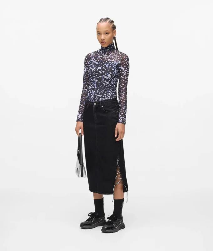 Falda midi vaquera con cordones Falda midi vaquera con cordones