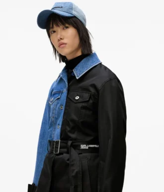 Gabardina con paneles de denim
