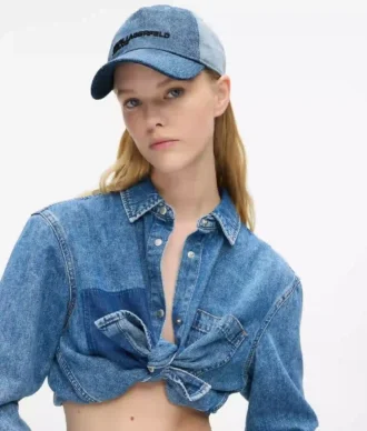 Gorra de denim claro en dos tonos