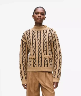 Jersey de cuello alto con tejido de punto trenzado