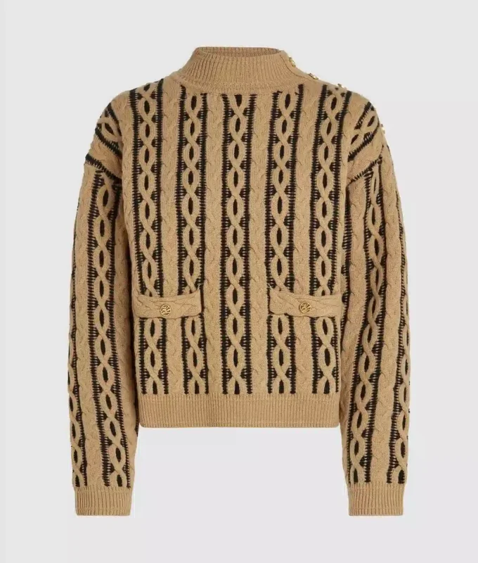 Jersey de cuello alto con tejido de punto trenzado Jersey de cuello alto con tejido de punto trenzado