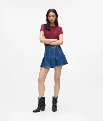 Minifalda plisada de denim Minifalda plisada de denim