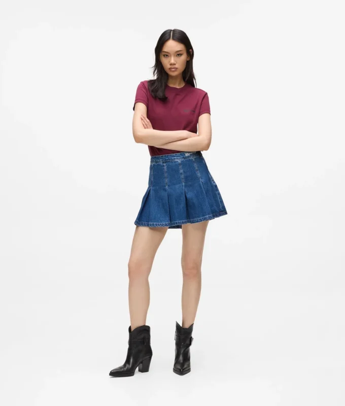 Minifalda plisada de denim Minifalda plisada de denim