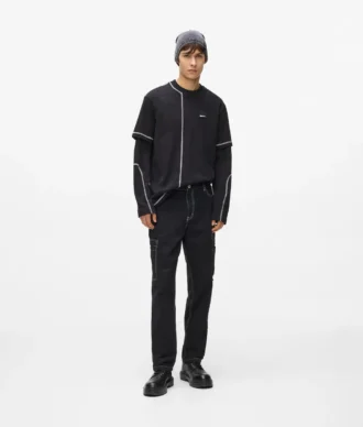 Pantalones cargo con costuras en contraste