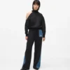 Pantalones de chándal con paneles de denim Pantalones de chándal con paneles de denim