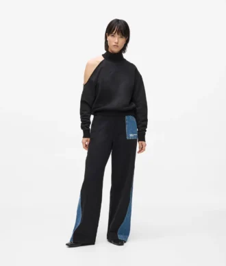 Pantalones de chándal con paneles de denim