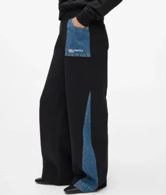 Pantalones de chándal con paneles de denim