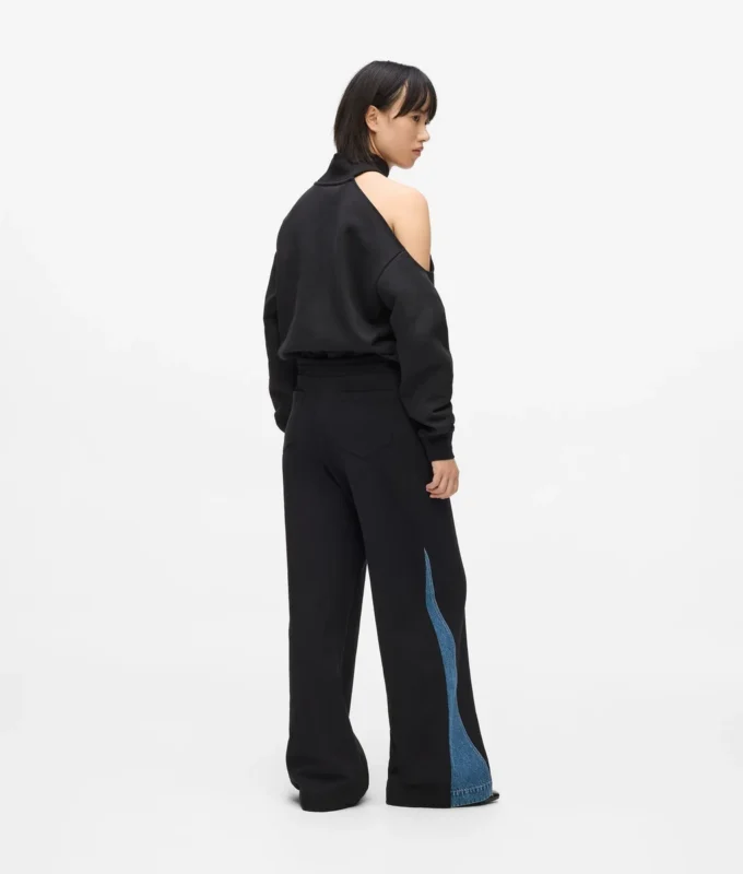 Pantalones de chándal con paneles de denim Pantalones de chándal con paneles de denim