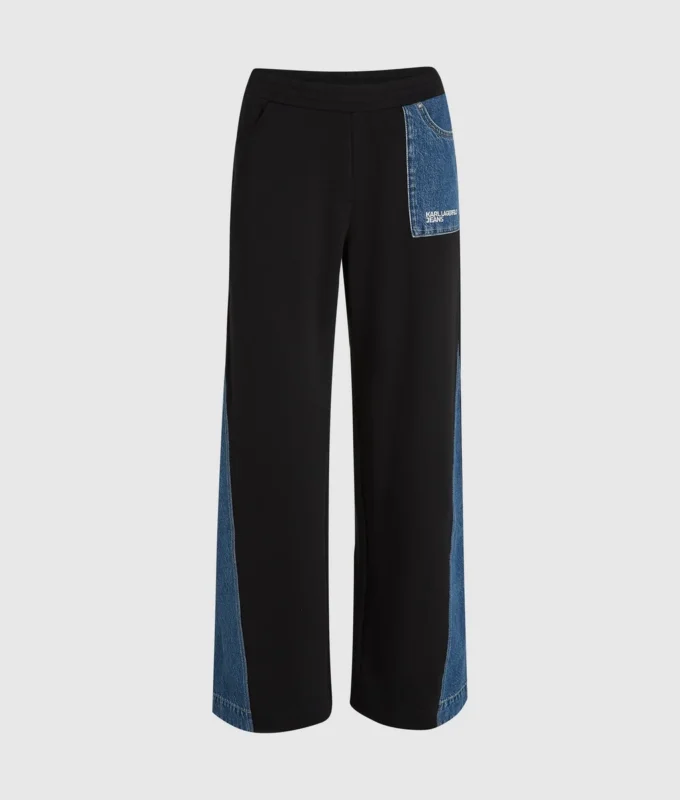 Pantalones de chándal con paneles de denim Pantalones de chándal con paneles de denim