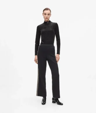 Pantalones de punto con detalles bouclé