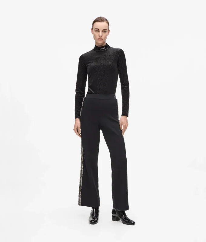 Pantalones de punto con detalles bouclé Pantalones de punto con detalles bouclé