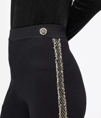 Pantalones de punto con detalles bouclé