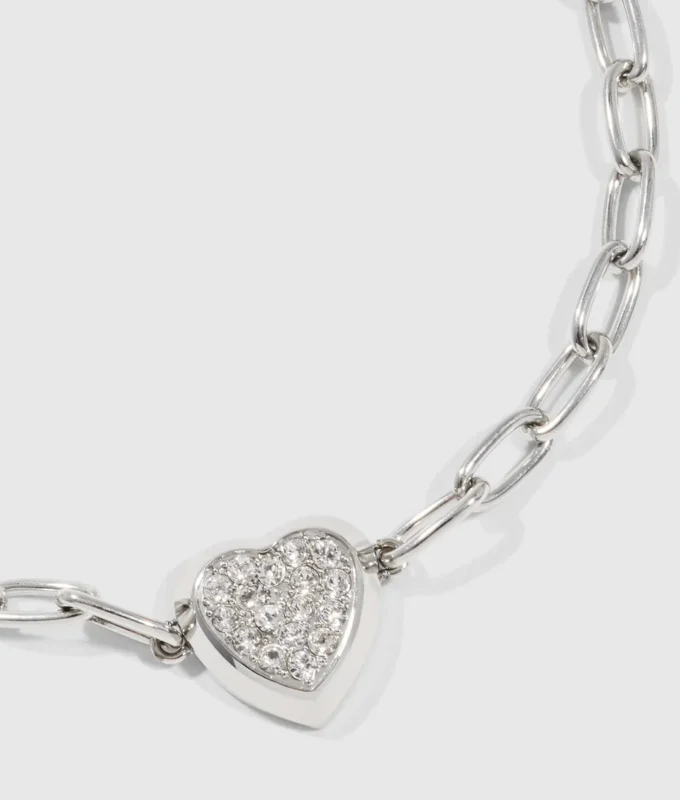 PULSERA CON CHARM DE CORAZÓN CON PAVÉ PULSERA CON CHARM DE CORAZÓN CON PAVÉ