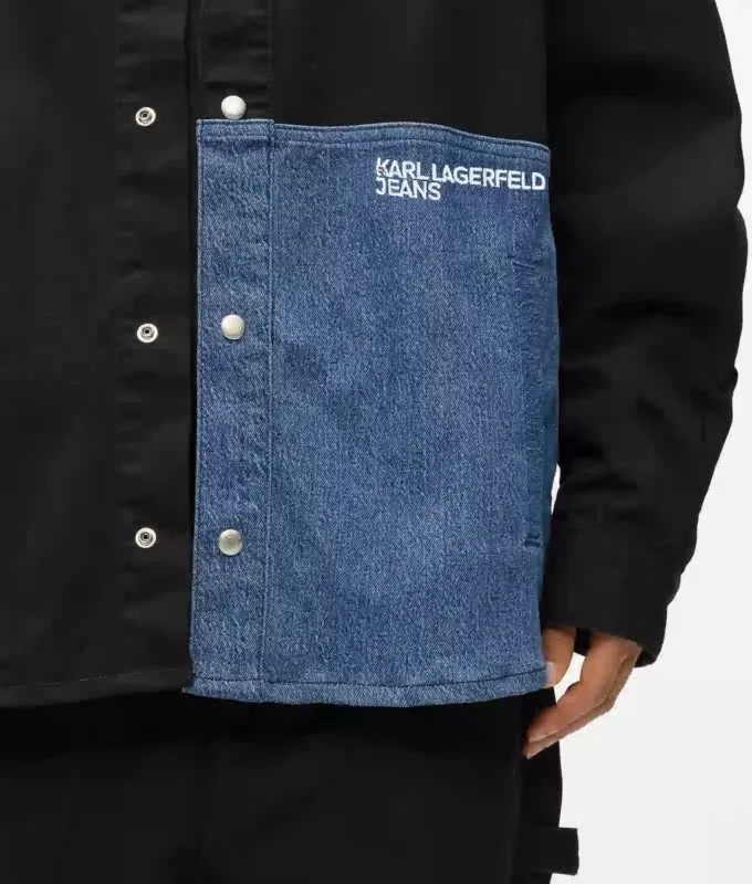 Sobrecamisa con paneles de denim Sobrecamisa con paneles de denim