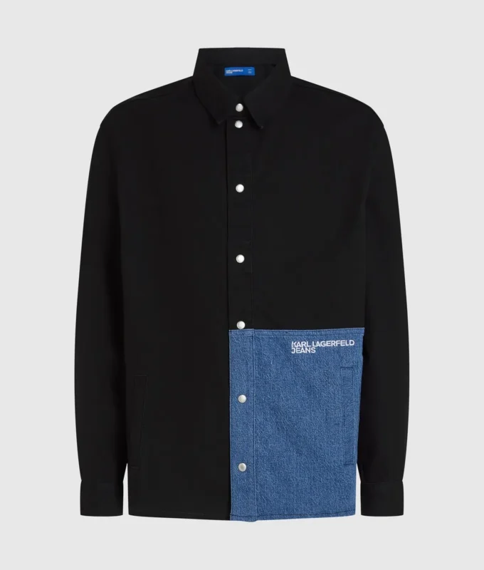 Sobrecamisa con paneles de denim Sobrecamisa con paneles de denim