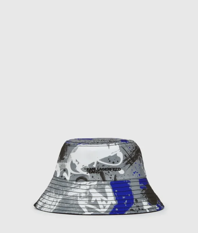 Sombrero tipo pescador reversible con grafitis