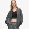 Sudadera bomber lavada con cremallera Sudadera bomber lavada con cremallera