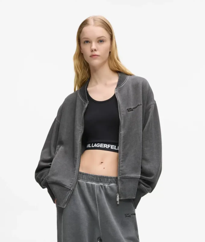 Sudadera bomber lavada con cremallera Sudadera bomber lavada con cremallera