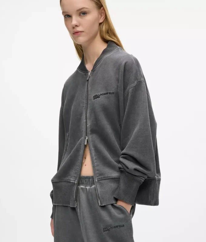 Sudadera bomber lavada con cremallera Sudadera bomber lavada con cremallera