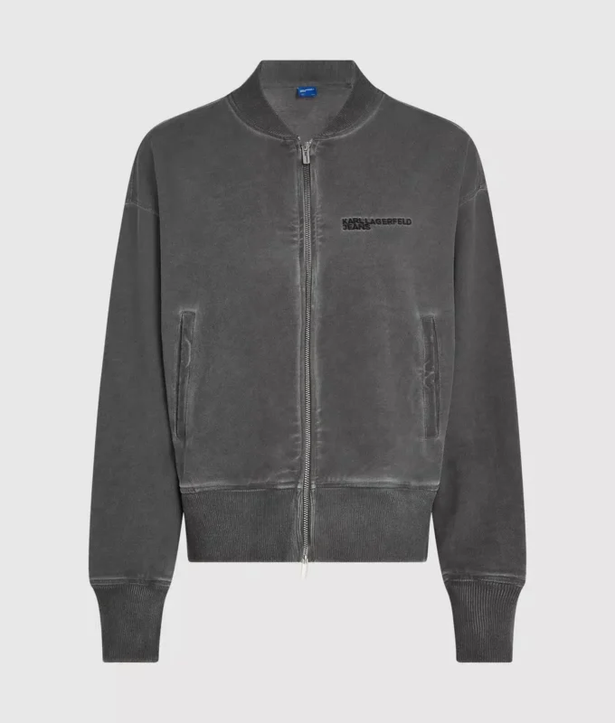 Sudadera bomber lavada con cremallera Sudadera bomber lavada con cremallera