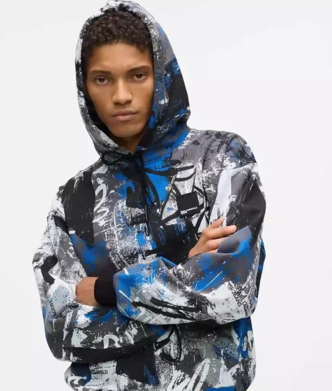 Sudadera con capucha con efecto pintura integral Sudadera con capucha con efecto pintura integral