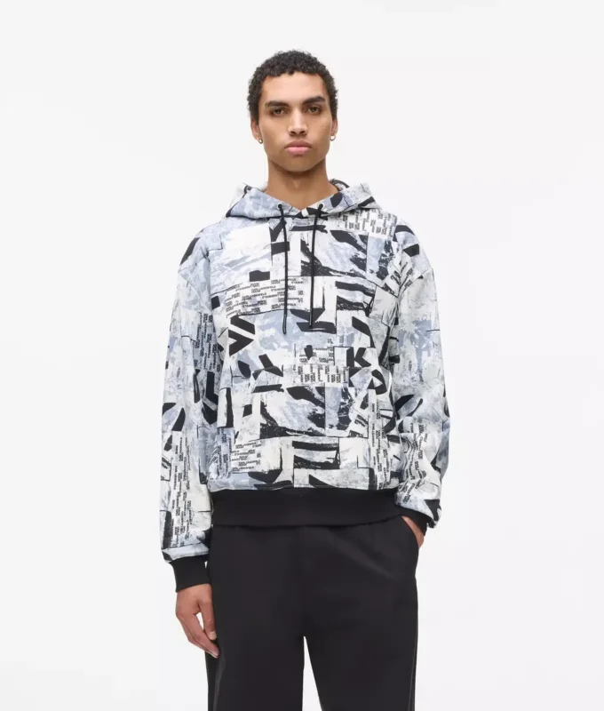 Sudadera con capucha holgada con monograma integral Sudadera con capucha holgada con monograma integral