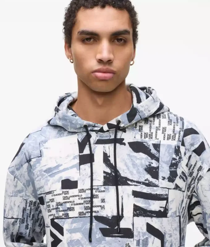 Sudadera con capucha holgada con monograma integral Sudadera con capucha holgada con monograma integral