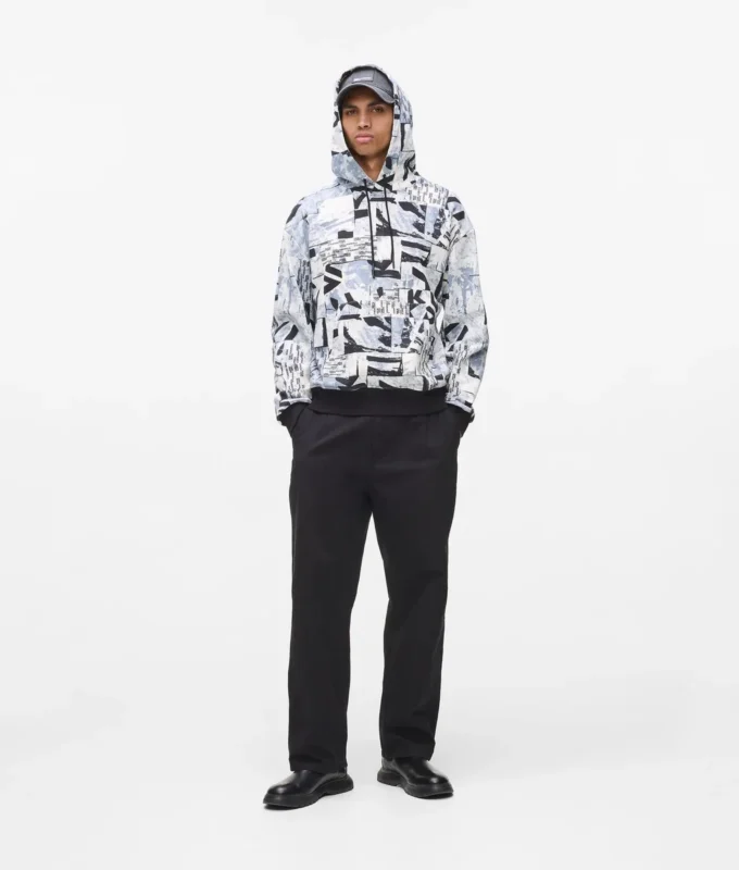 Sudadera con capucha holgada con monograma integral Sudadera con capucha holgada con monograma integral