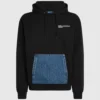 Sudadera con capucha y bolsillo de denim Sudadera con capucha y bolsillo de denim
