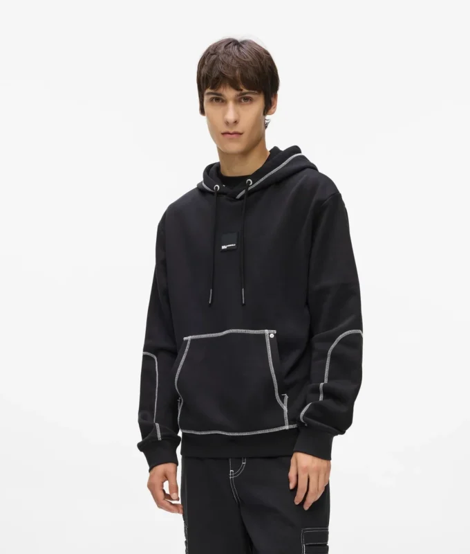 Sudadera con capucha y costuras en contraste Sudadera con capucha y costuras en contraste