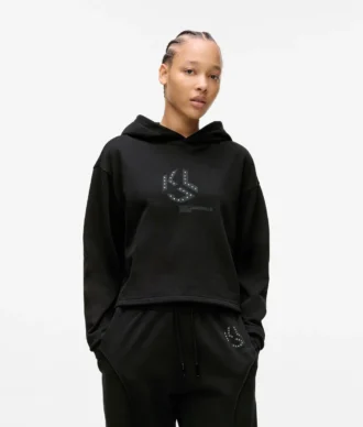 Sudadera con capucha y monograma con tachuelas