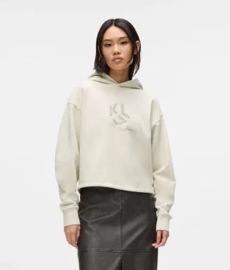 Sudadera con capucha y monograma con tachuelas
