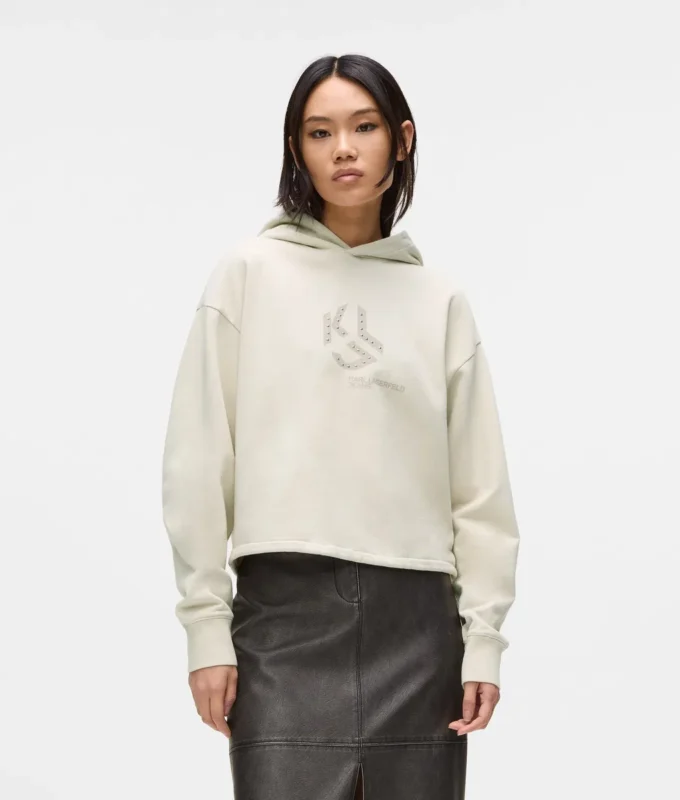 Sudadera con capucha y monograma con tachuelas Sudadera con capucha y monograma con tachuelas
