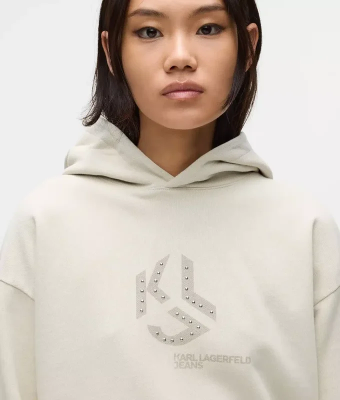Sudadera con capucha y monograma con tachuelas Sudadera con capucha y monograma con tachuelas