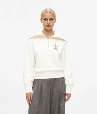 Sudadera con media cremallera y dibujo de París