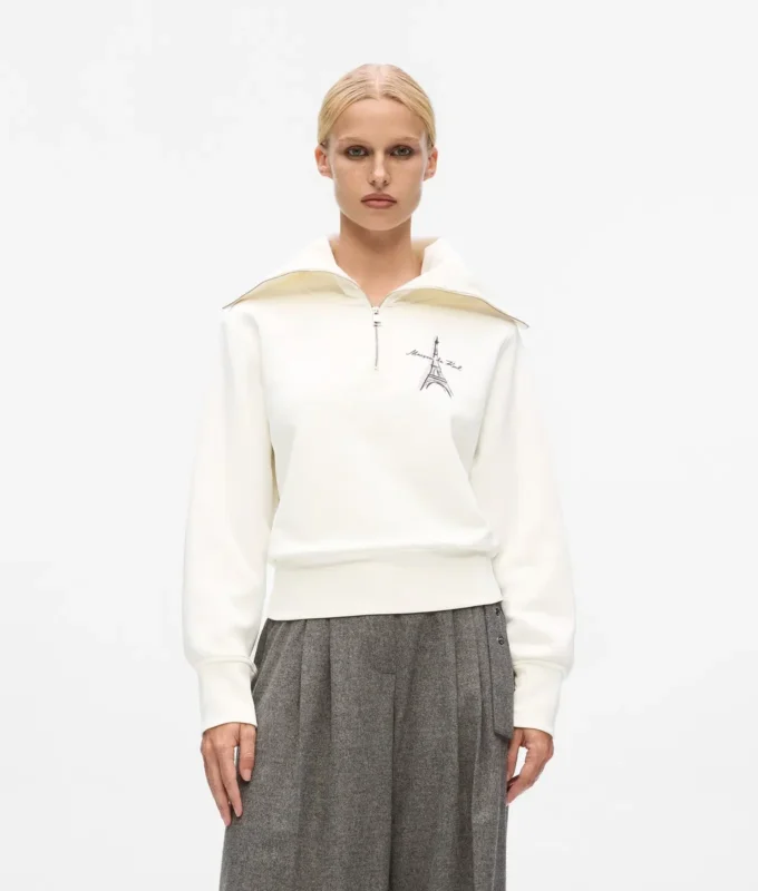 Sudadera con media cremallera y dibujo de París Sudadera con media cremallera y dibujo de París