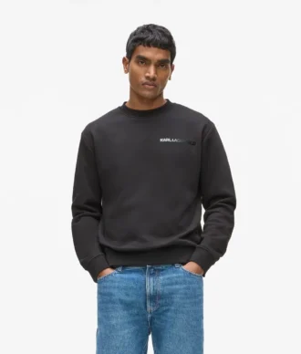 Sudadera de cuello redondo con logotipo de terciopelo