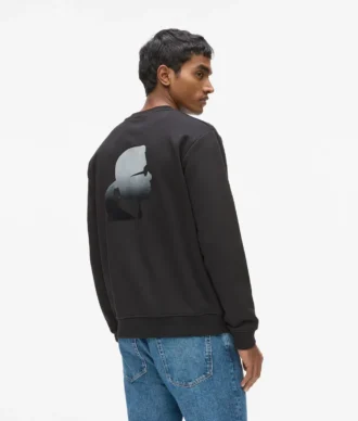 Sudadera de cuello redondo con logotipo de terciopelo